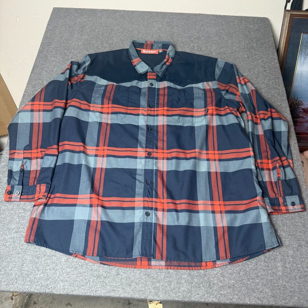 Simms Coldweather Flannel Shirt Mens 3XL Plaid Lined Fishing Outdoor Shirt